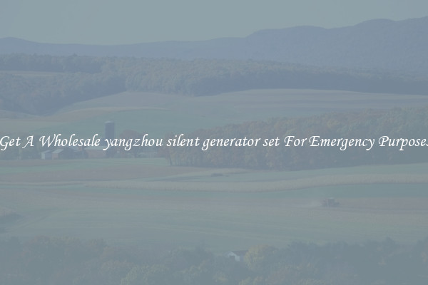 Get A Wholesale yangzhou silent generator set For Emergency Purposes