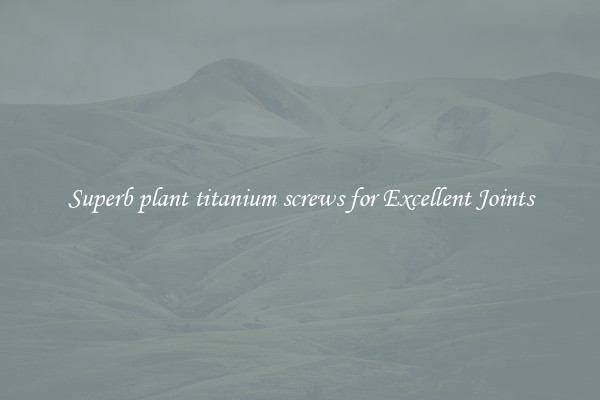 Superb plant titanium screws for Excellent Joints