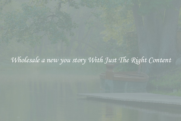 Wholesale a new you story With Just The Right Content