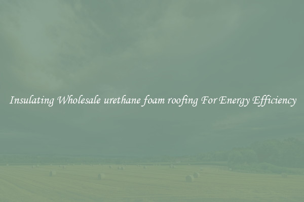 Insulating Wholesale urethane foam roofing For Energy Efficiency